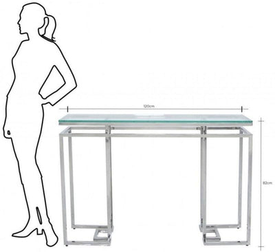 Mirado Chrome Glass & Stainless Steel Console Hall Table-Esme Furnishings