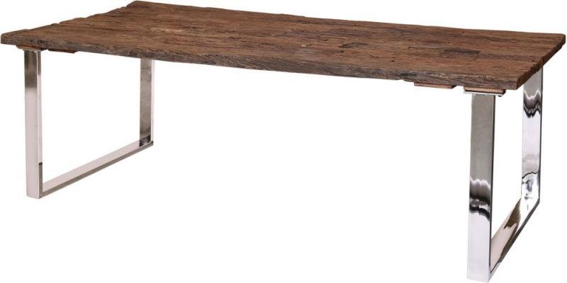 Railway Sleeper Reclaimed Wood Industrial Glass Top 180cm Dining Table-Esme Furnishings