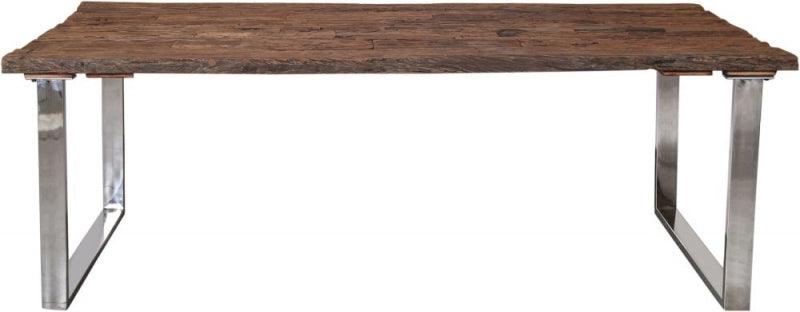 Railway Sleeper Reclaimed Wood Industrial Glass Top 180cm Dining Table-Esme Furnishings