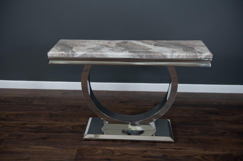 Arianna 120cm Beige Sand Marble Console Table-Esme Furnishings