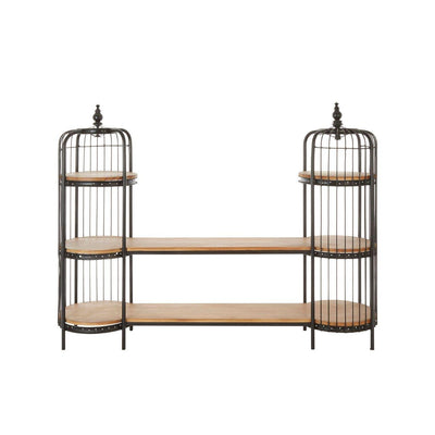 Iron Long Black Finish Birdcage Shelf Unit-Esme Furnishings
