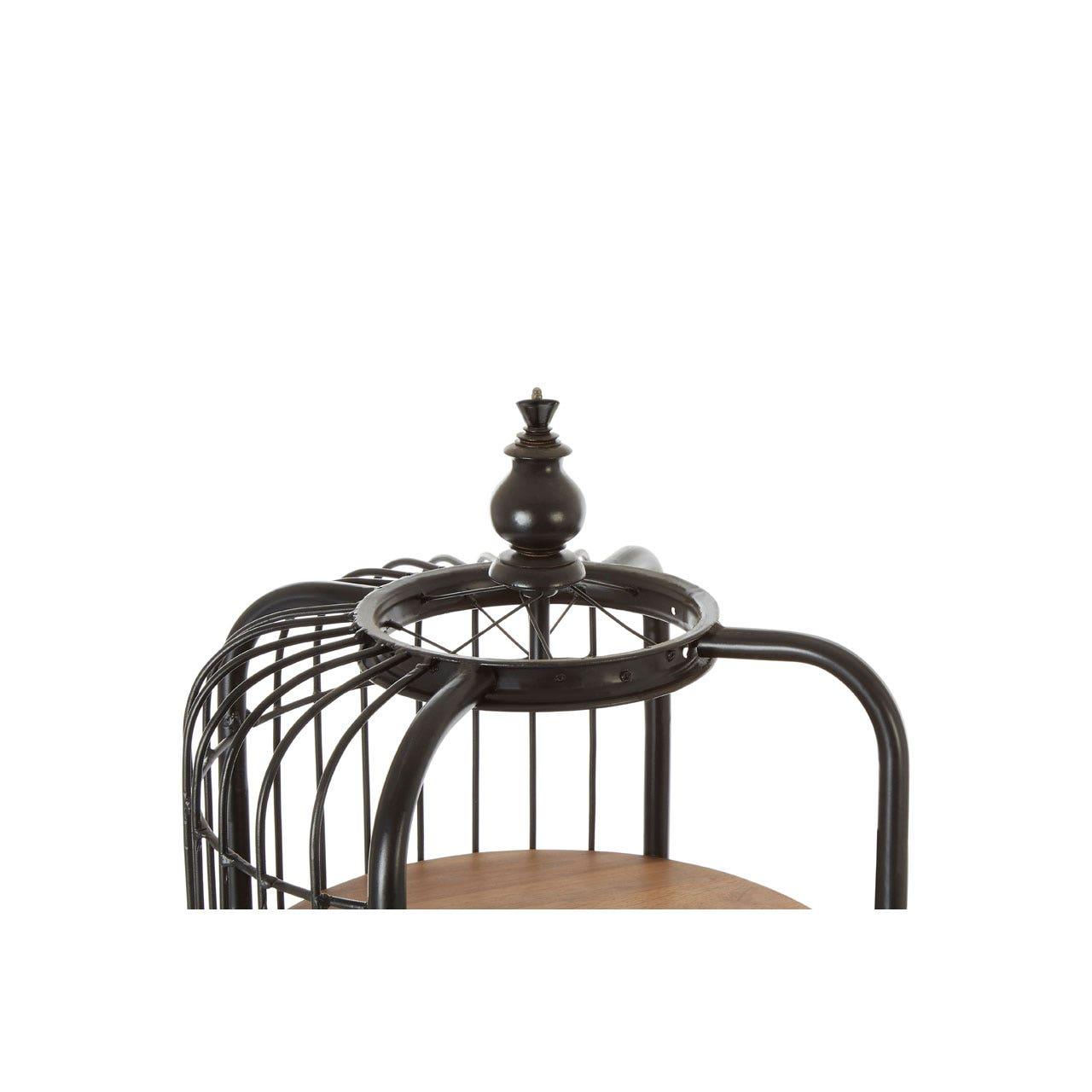 Iron Long Black Finish Birdcage Shelf Unit-Esme Furnishings