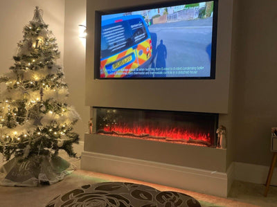 41 50 60 71 80 Inch HD+ Panoramic Black Electric Luvelle Fire 3 Sided Full Glass