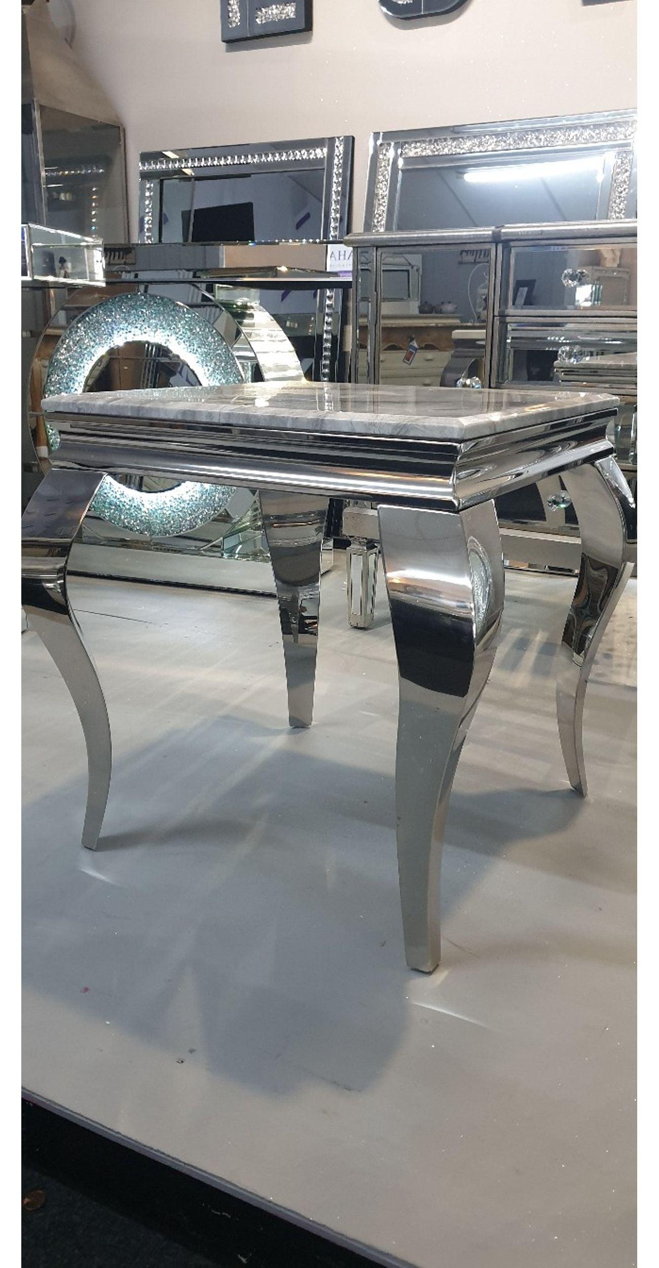 Louis Grey Marble Lamp Table-Esme Furnishings