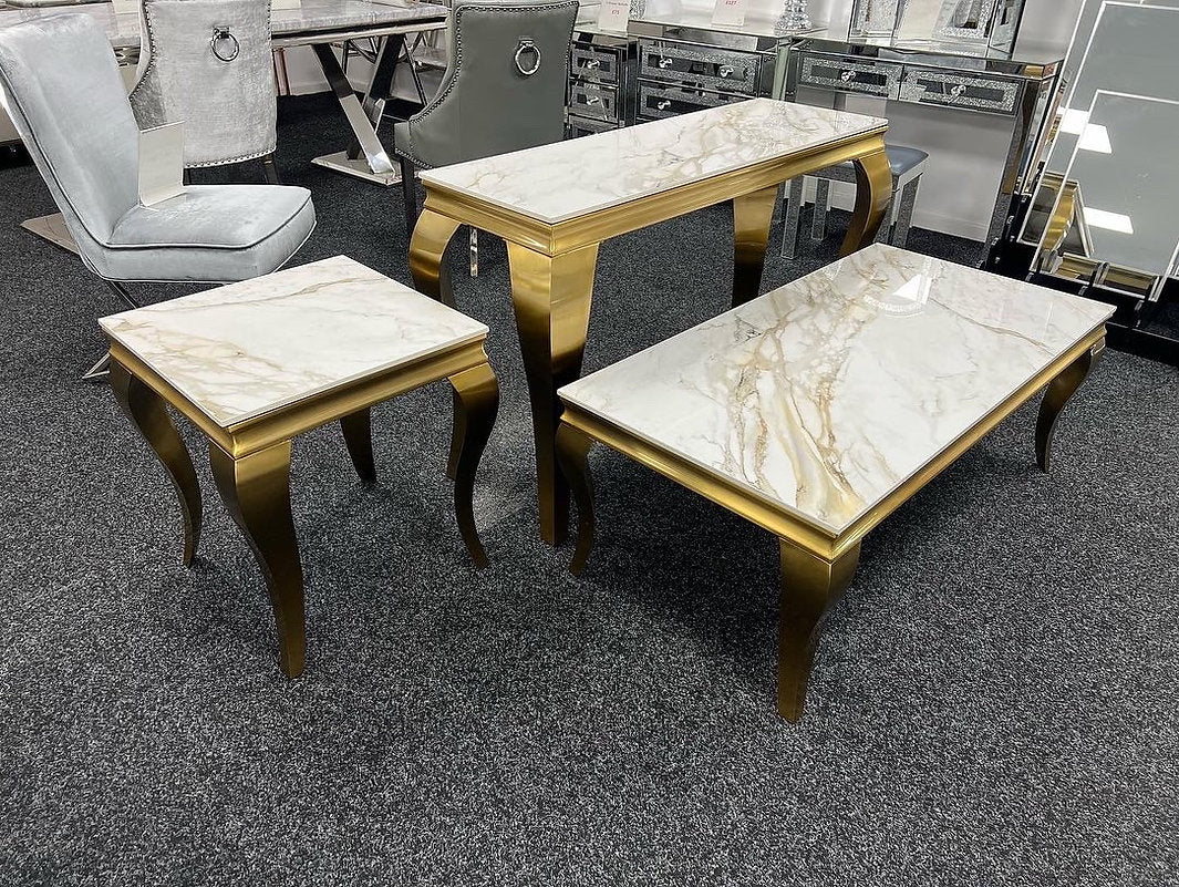 Louis Gold Ceramic Marble 120cm Console Table