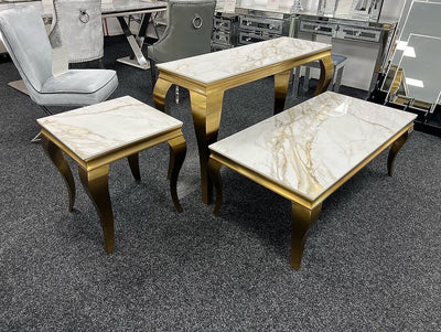 Louis Gold Ceramic Marble 120cm Console Table