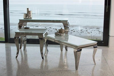 Louis White Tempered Glass End Table-Esme Furnishings