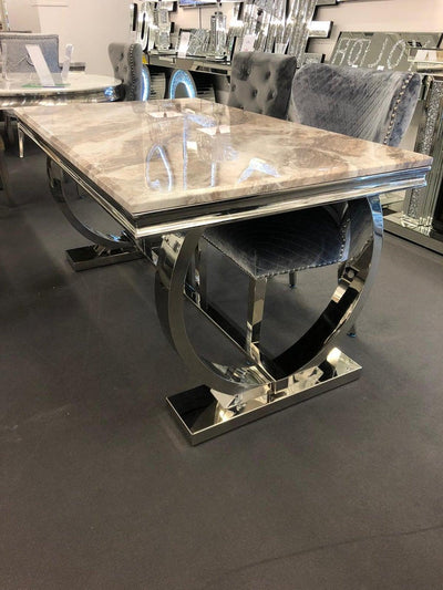 Arianna 180CM Marble & Chrome Dining Table - 5 Colours-Esme Furnishings