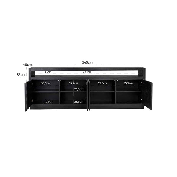 Richmond Oakura 4 Doors Black Sideboard-Belmont Interiors