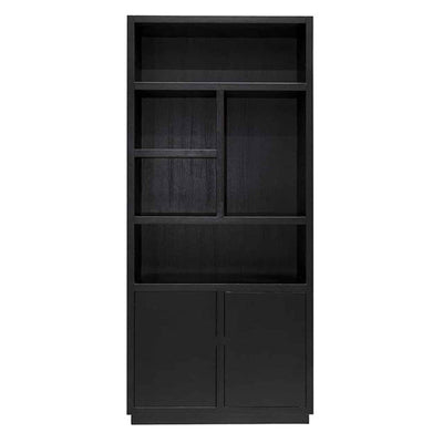 Richmond Oakura 2 Doors Right Split Black Bookcase-Belmont Interiors