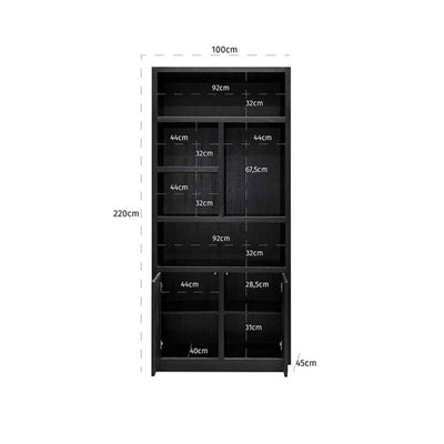 Richmond Oakura 2 Doors Right Split Black Bookcase-Belmont Interiors