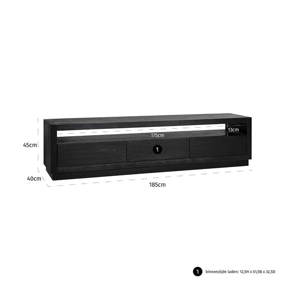 Richmond Oakura 3 Drawers Black TV Unit-Belmont Interiors
