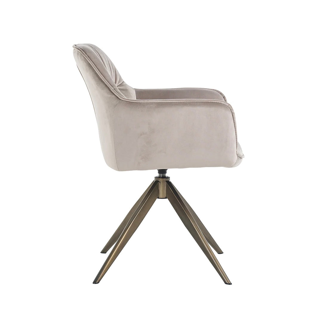Richmond Interiors Aline Swivel Chair in Khaki Velvet