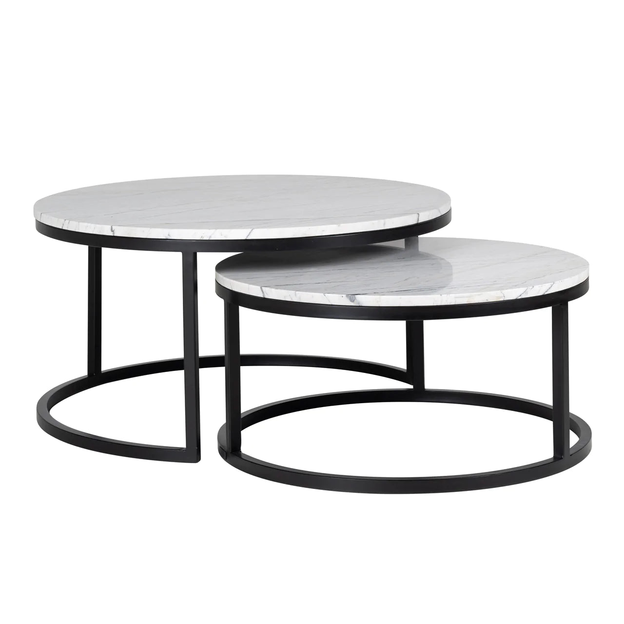 Lexington White Carrara Marble Coffee Table (Set of 2)-Belmont Interiors