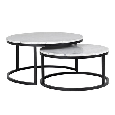 Lexington White Carrara Marble Coffee Table (Set of 2)-Belmont Interiors