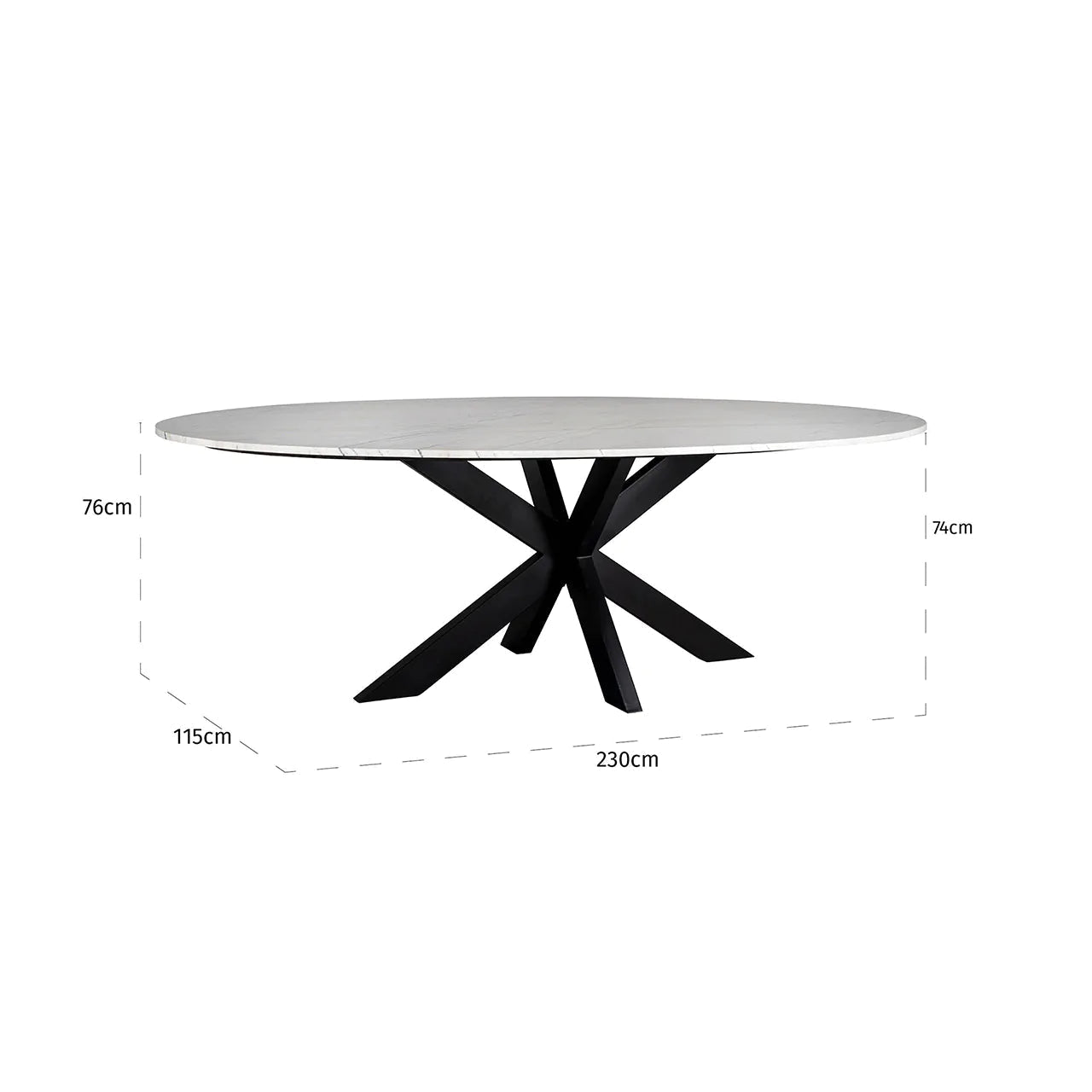 Lexington White Carrara Marble 230cm Oval Dining Table-Belmont Interiors