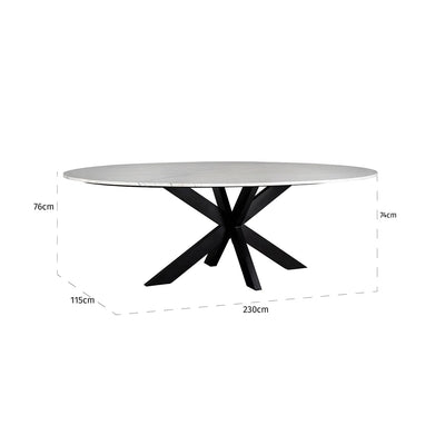 Lexington White Carrara Marble 230cm Oval Dining Table-Belmont Interiors