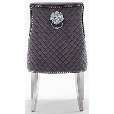 Arianna 180CM Cream Marble Dining Table + Lion Knocker Plush Velvet Dining Chairs-Esme Furnishings