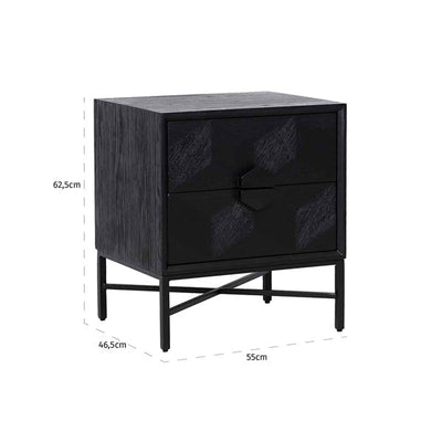 Richmond Blax 2 Drawers Black Chest Of Drawers-Belmont Interiors