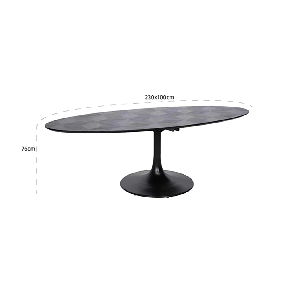 Richmond Blax Oval Oak and Iron Dining Table 230cm-Belmont Interiors