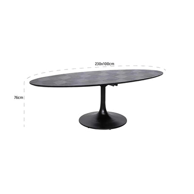 Richmond Blax Oval Oak and Iron Dining Table 230cm-Belmont Interiors