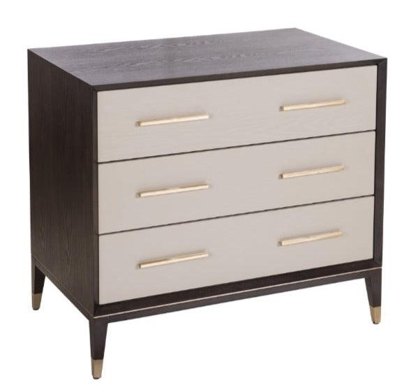 RV Astley Arnaude 3 Drawer Chest Chocolate & Ceramic Grey-Esme Furnishings