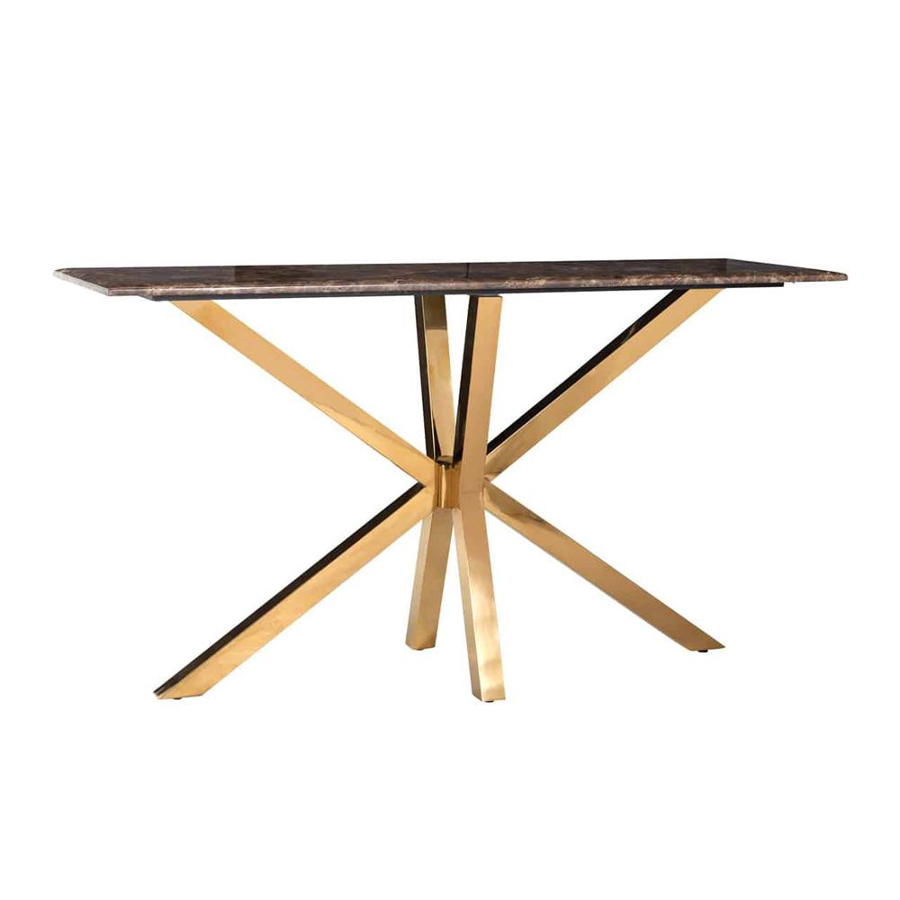 Richmond Conrad Gold And Brown Faux Marble Console Hall Table-Belmont Interiors