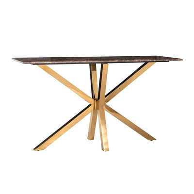 Richmond Conrad Gold And Brown Faux Marble Console Hall Table-Belmont Interiors
