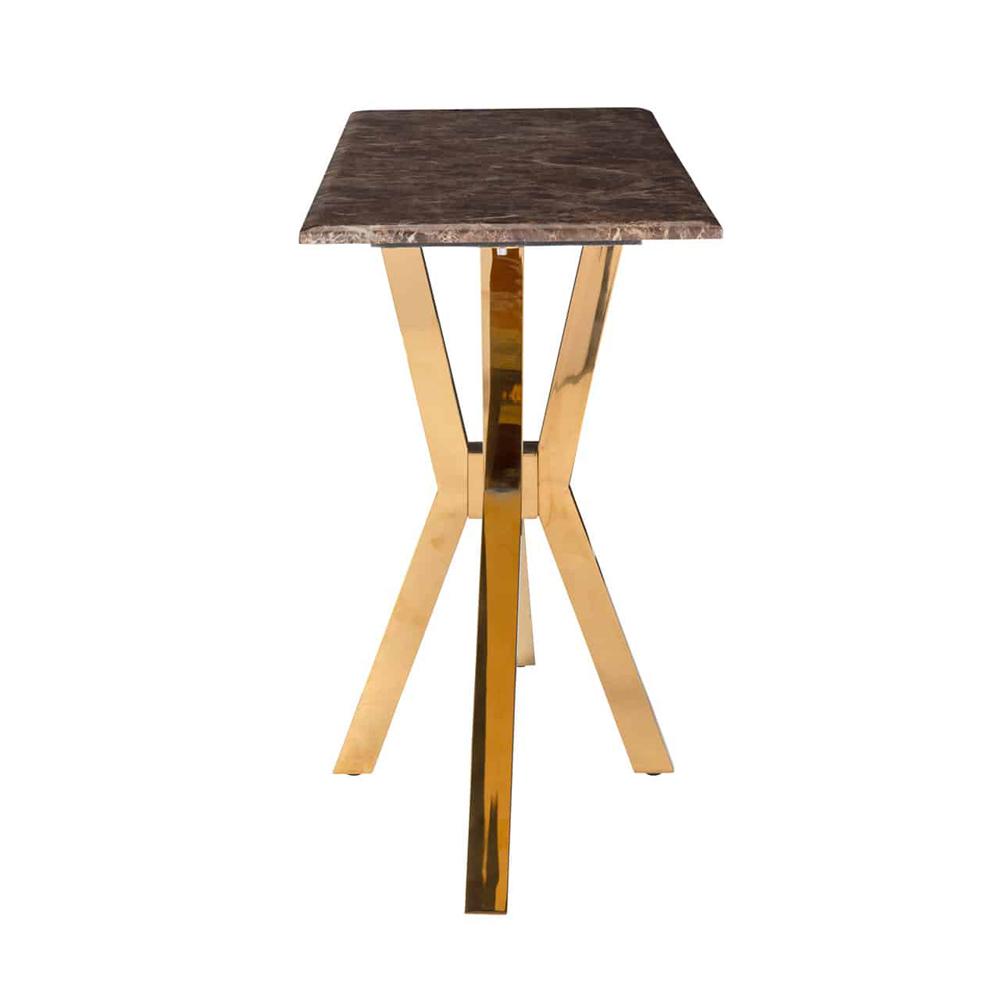 Richmond Conrad Gold And Brown Faux Marble Console Hall Table-Belmont Interiors