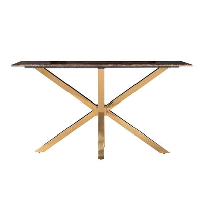 Richmond Conrad Gold And Brown Faux Marble Console Hall Table-Belmont Interiors