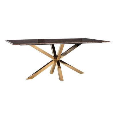 Richmond Conrad Gold And Brown Faux Marble 200cm Dining Table-Belmont Interiors