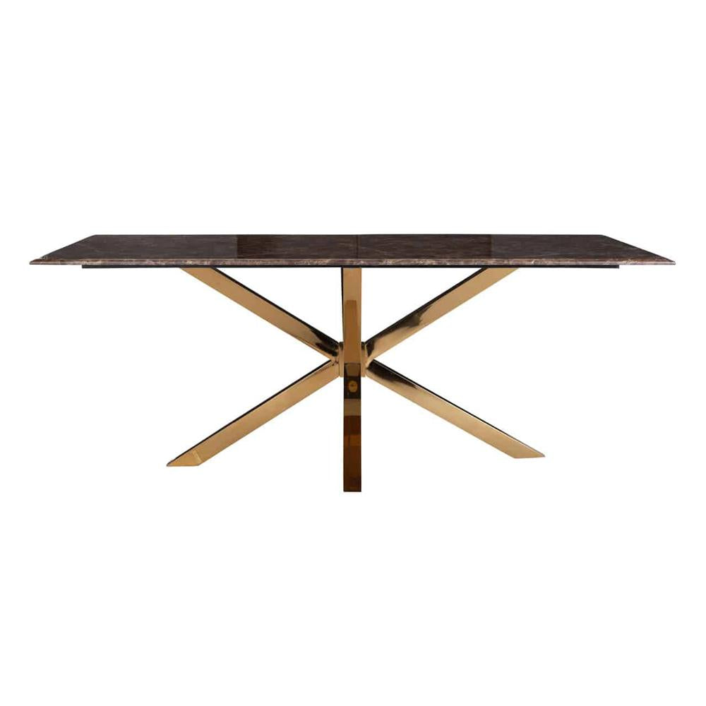 Richmond Conrad Gold And Brown Faux Marble 200cm Dining Table-Belmont Interiors