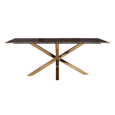 Richmond Conrad Gold And Brown Faux Marble 200cm Dining Table-Belmont Interiors