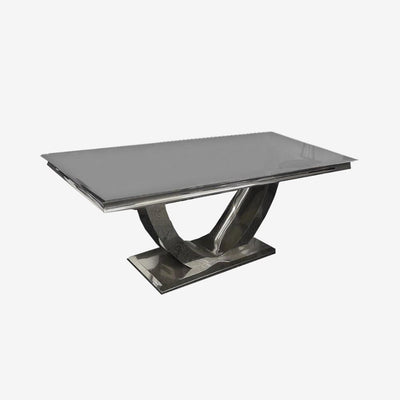 Arial 180CM Glass & Chrome Dining Table - 3 Colours-Esme Furnishings