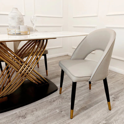 Astra Beige PU Leather Dining Chair-Esme Furnishings