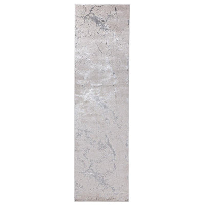 Aurora Solar AU03 Marble Runner Rugs in Metallic Silver Grey-Esme Furnishings