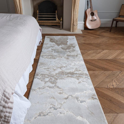 Aurora Linea AU17 Marble Runner Rugs in Metallic Beige Bronze-Esme Furnishings