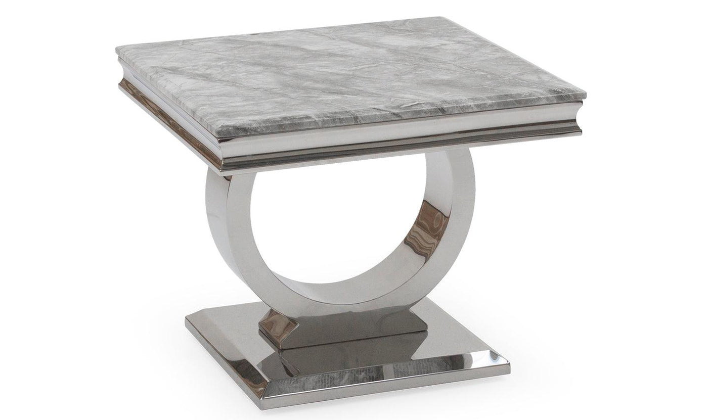 Arianna Grey Marble Lamp Table-Esme Furnishings