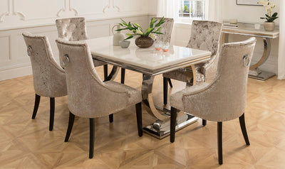 Arianna 180cm Cream Marble Dining Table-Esme Furnishings