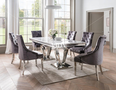 Belle Charcoal Knockerback Soft Velvet Dining Chair-Esme Furnishings