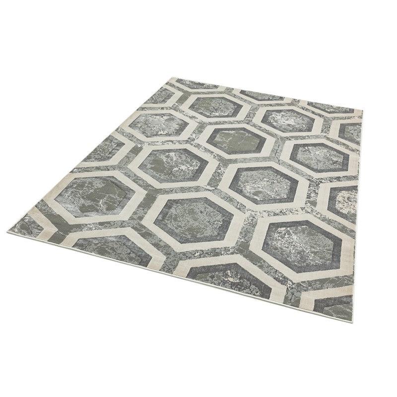 Aurora Crystal AU12 Geometric Rugs in Silver Beige-Esme Furnishings