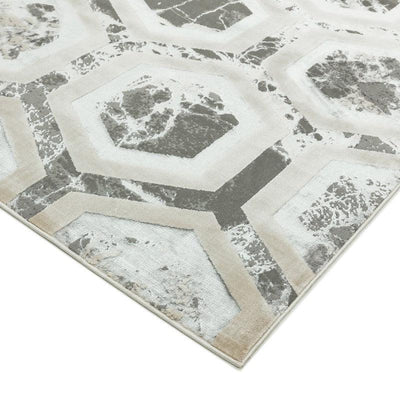 Aurora Crystal AU12 Geometric Rugs in Silver Beige-Esme Furnishings