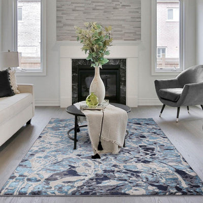Aurora Foam AU21 Abstract Marble Rugs in Blue-Esme Furnishings