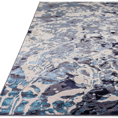 Aurora Foam AU21 Abstract Marble Rugs in Blue-Esme Furnishings