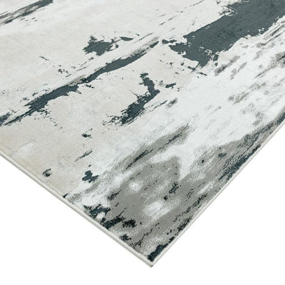 Aurora Glacier AU10 Abstract Rugs in Metallic Silver Grey-Esme Furnishings