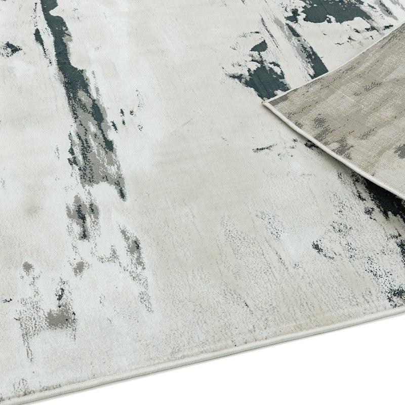 Aurora Glacier AU10 Abstract Rugs in Metallic Silver Grey-Esme Furnishings