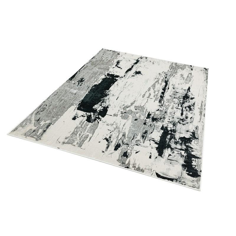 Aurora Glacier AU10 Abstract Rugs in Metallic Silver Grey-Esme Furnishings