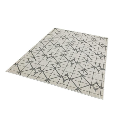 Aurora Lattice AU11 Geometric Rugs in Metallic Silver Beige-Esme Furnishings