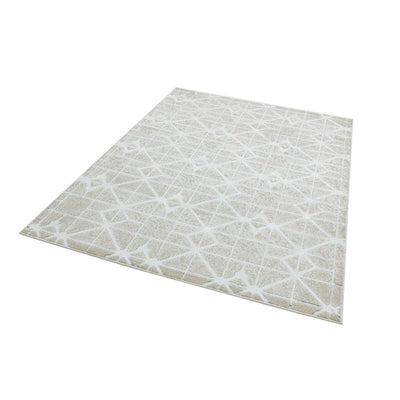 Aurora Lattice AU11 Geometric Rugs in Metallic Silver Beige-Esme Furnishings