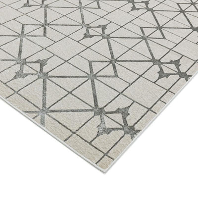 Aurora Lattice AU11 Geometric Rugs in Metallic Silver Beige-Esme Furnishings